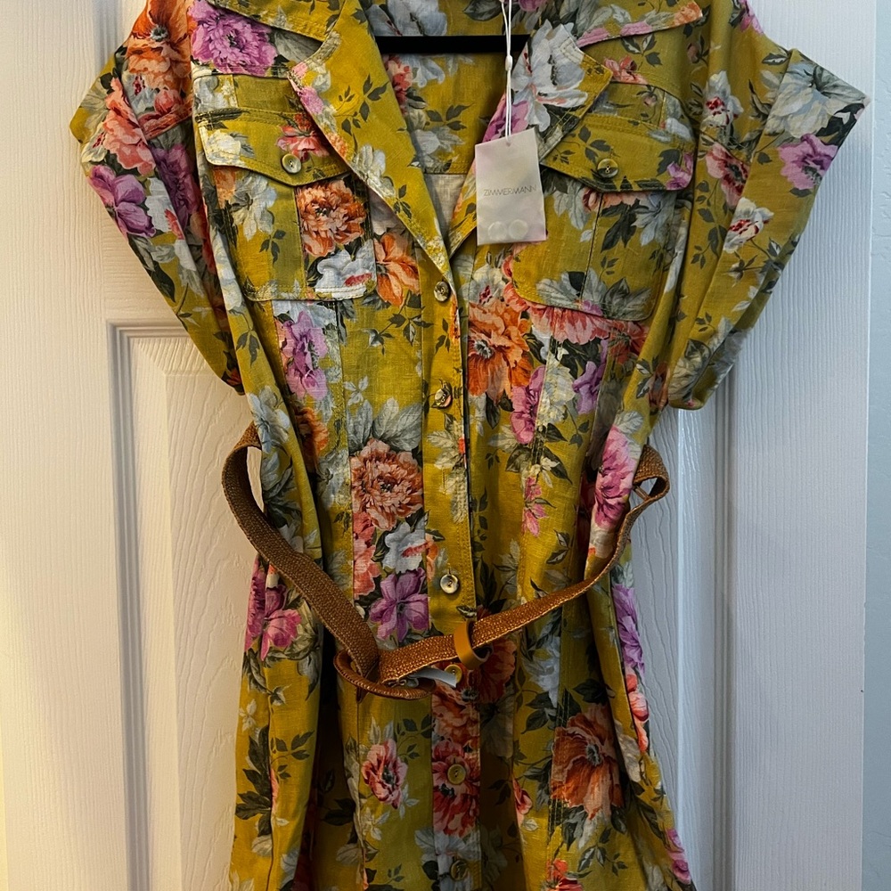 Zimmermann Floral Mini Dress in Yellow and Pink - Picture 3 of 5